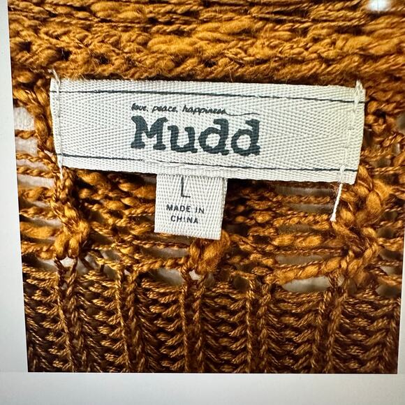 Mudd Y2K 90s Open Knit Cardigan Beachy Sweater Womens L Button Front Crochet - Picture 2 of 5